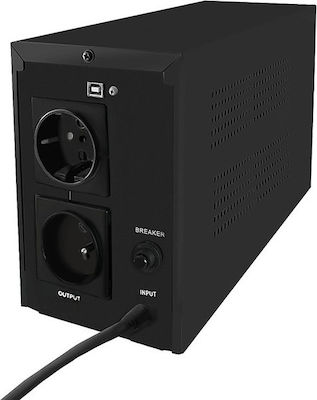 Qoltec Monolith 800VA UPS Line-Interactive 480W με 2 Schuko Πρίζες