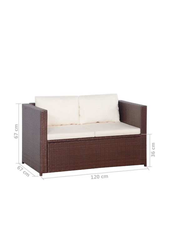 Garden & Outdoor Furniture Sets Living Room Set 3 Pieces Brown with Pillows