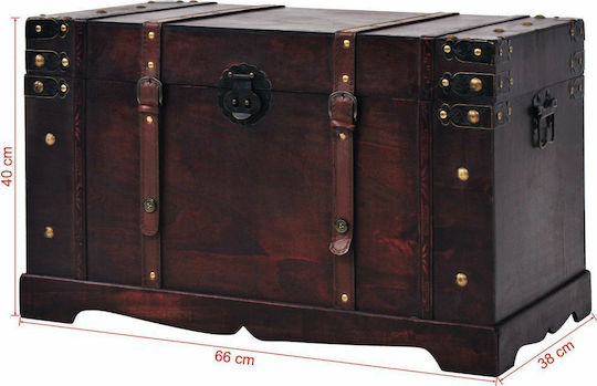vidaXL Διακοσμητικό Μπαούλο Ξύλινο Καφέ 66x38x40εκ.
