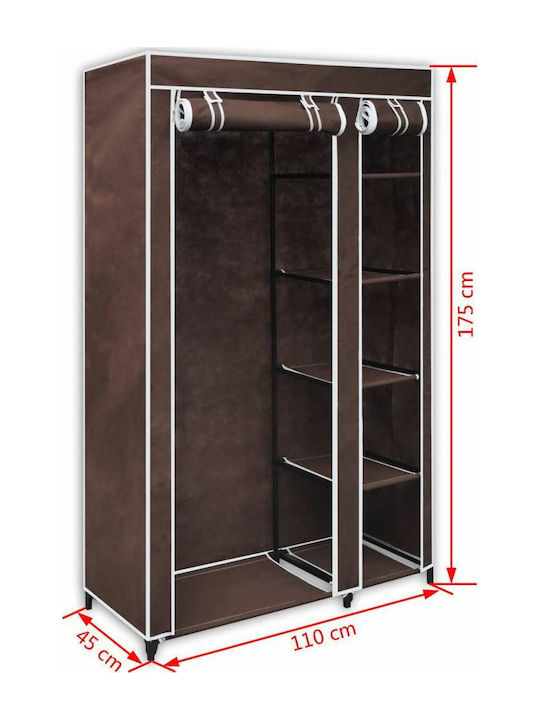 vidaXL Stoffschrank mit Reißverschluss und Regalen in Braun Farbe 110x45x175cm