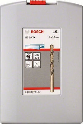 Bosch Pro Box Set 19 HSS-Co 1-10mm Burghie HSS cu Tija Cilindrică pentru Metal