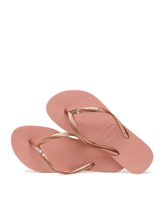 Havaianas Slim Crystal Glamour Swarovski Frauen Flip Flops in Rosa Farbe