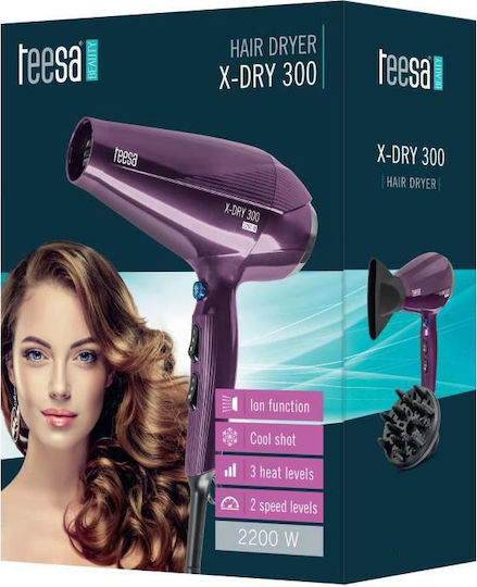 Teesa X-Dry 300 Professional Hair Dryer Turbo With Diffuser 2200W