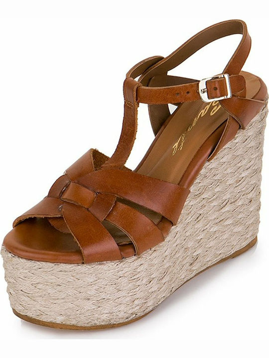 Sante Women's T-Strap Platforms Tabac Brown