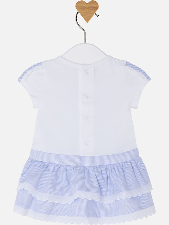 Mayoral Kids Dress Striped Short Sleeve White