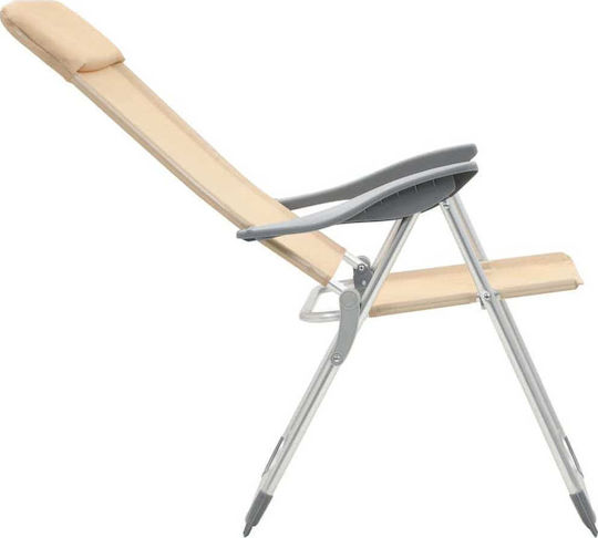vidaXL Chair Beach Aluminium Beige 57x73.5cm Set of 4pcs