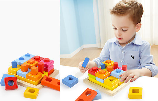 Top Bright Wooden Building Blocks for 3+ Years 30 Pieces