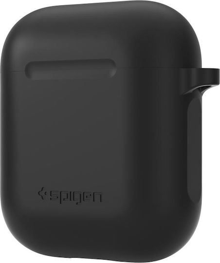 Spigen Silicone Case Case Silicone with Hook in Black color for Apple AirPods 1 / AirPods 2