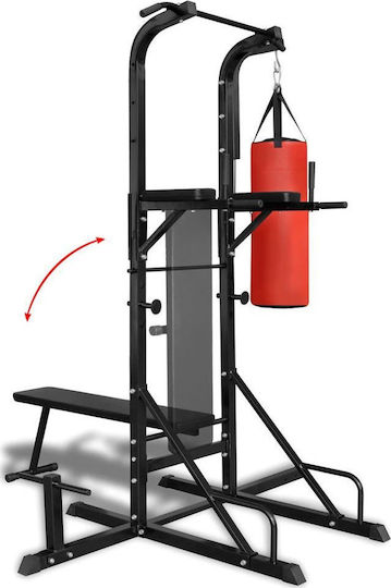 vidaXL Bară de tracțiuni & Dips fără greutăți cu bancă abdominală și sac de box