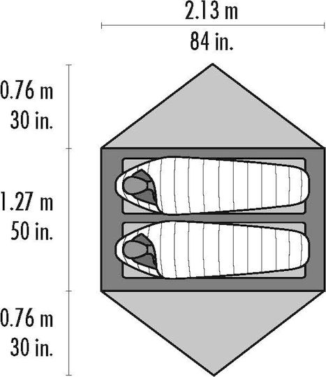 MSR Hubba NX Camping Tent Gray with Double Cloth 3 Seasons for 2 People Waterproof 1200mm 279x213x100cm