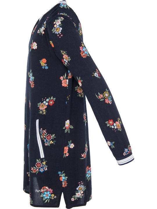 DANARIS Παιδικό Φόρεμα Μακρυμάνικο Floral Navy Μπλε