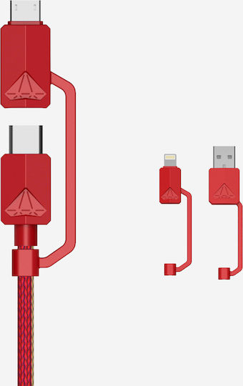 XTAR PDC-3 Плетена USB към Мълния / Type-C / микро USB Кабел 3Спецификация Червен 1.2м