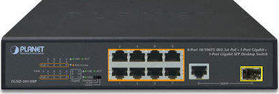 Planet FGSD-1011HP Unverwaltet L2 PoE+ Switch mit 9 Ports Gigabit (1Gbps) Ethernet und 1 SFP Port