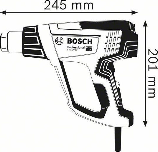 Bosch GHG 20-63 Kit Professional Πιστόλι Θερμού Αέρα 2000W με Ρύθμιση Θερμοκρασίας εως και 630°C