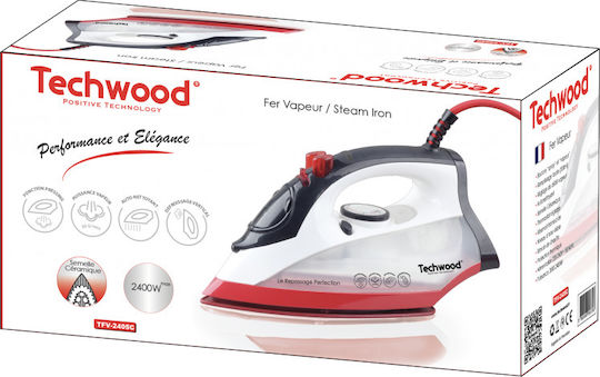 Techwood Fier de Călcat cu Aburi 2400W cu Talpă Ceramică și Debit Continu de Abur 30g/min