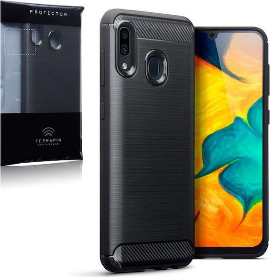 Terrapin Carbon Fibre Back Cover Σιλικόνης Μαύρο (Galaxy A30)