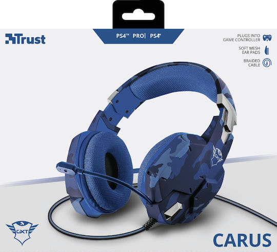 Trust GXT 322B Carus Надушници Геймърски слушалки с връзка 3,5 мм Син