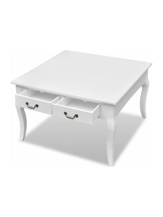 Square Coffee Table Wooden White L80xW80xH50cm.