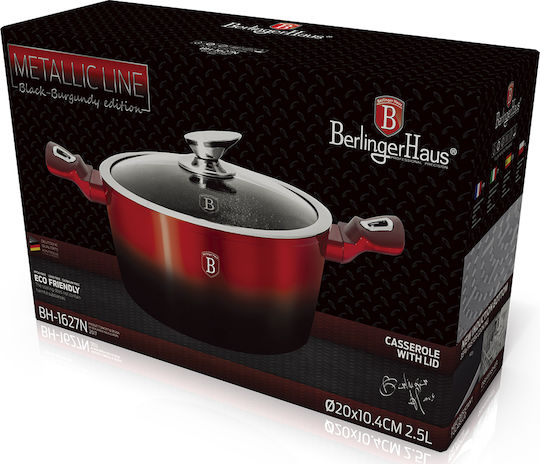 Berlinger Haus Metallic Line Дълбока Тенджера от Алуминий 4.1л / 24см Черно-Бордо