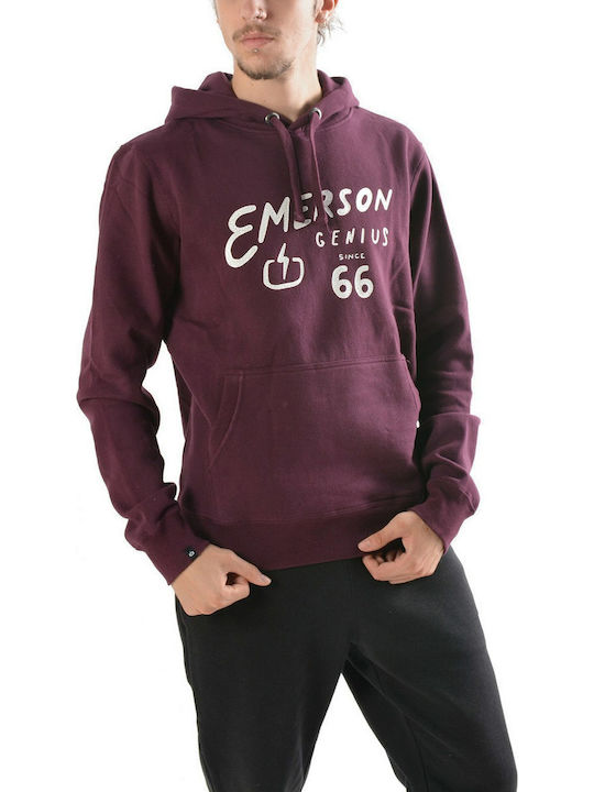 Emerson Men's Sweatshirt with Hood and Pockets Wine