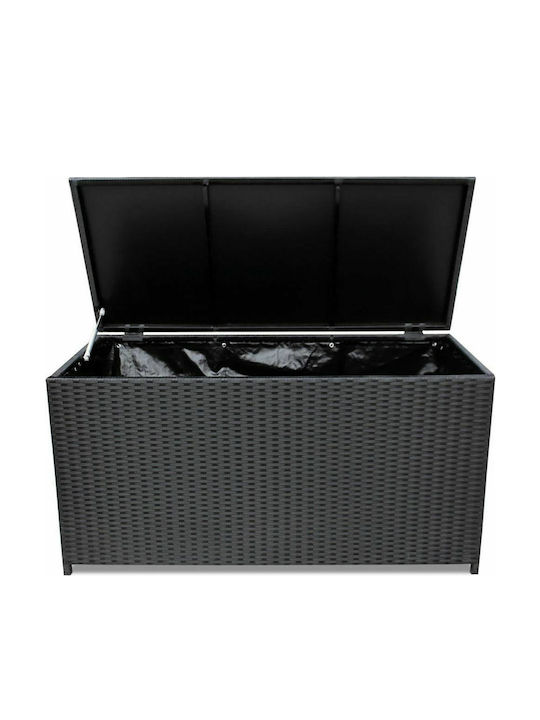 vidaXL Cutie de depozitare pentru exterior Rattan Negru L150xW50xH60buc