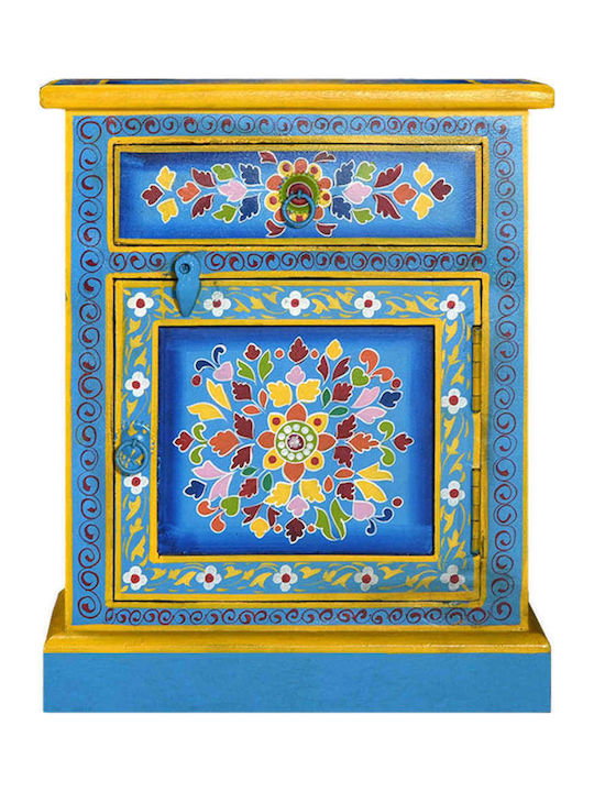 Bedside Table Made of Solid Blue Wood 40x30x50cm