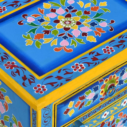 Нощно Шкафче От Масивно Дърво Синьо 40x30x50см