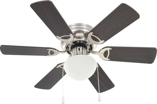 vidaXL Ceiling Fan 82cm with Light Fixture Brown / Silver