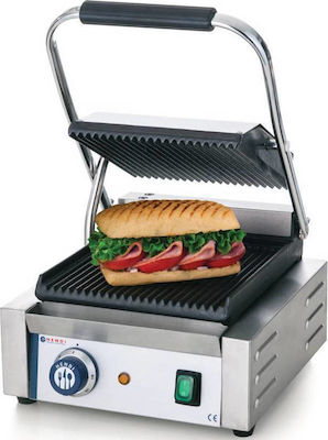 Hendi Commercial Sandwich Maker with Cast iron Ribbed Top and Ribbed Bottom 1800W