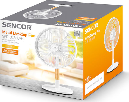 Sencor Επιτραπέζιος Ανεμιστήρας 35W Διαμέτρου 30cm Λευκός
