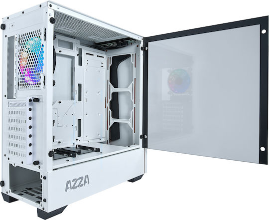 Azza Apollo 430 Gaming Midi Tower Κουτί Υπολογιστή με Πλαϊνό Παράθυρο και RGB Φωτισμό Λευκό