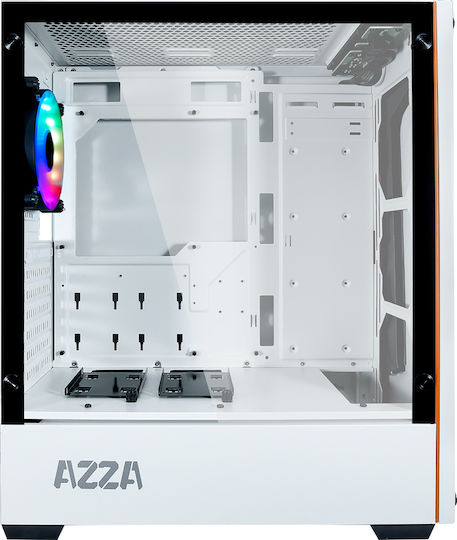 Azza Apollo 430 Gaming Midi Tower Κουτί Υπολογιστή με Πλαϊνό Παράθυρο και RGB Φωτισμό Λευκό