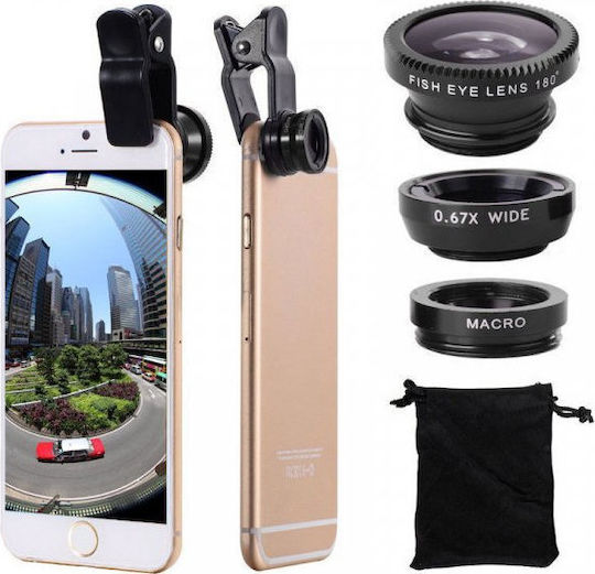 25692 Phone Camera Lens Set Fisheye / Macro / Wide Angle 3pcs