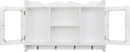 Wall Living Room Display Cabinet made of MDF with Glass White 68x17x44cm
