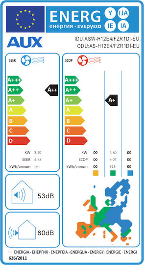 AUX Инверторен климатик 12000 BTU A++ - А++/А+