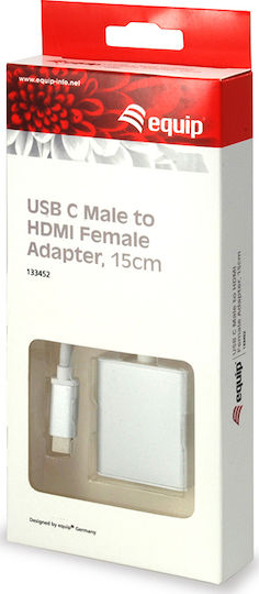 Equip Μετατροπέας USB-C male σε HDMI female Λευκό 1τμχ 133452