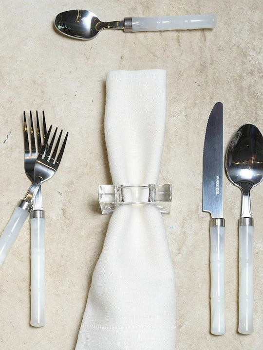 Caspari White Bamboo Сет ножове и вилици Бели Неръждаеми 5бр