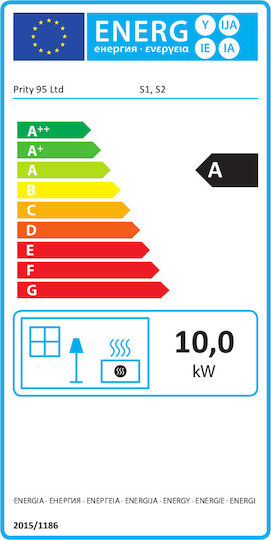 Prity S1 Metalic Soba pe lemne 10kW Negru