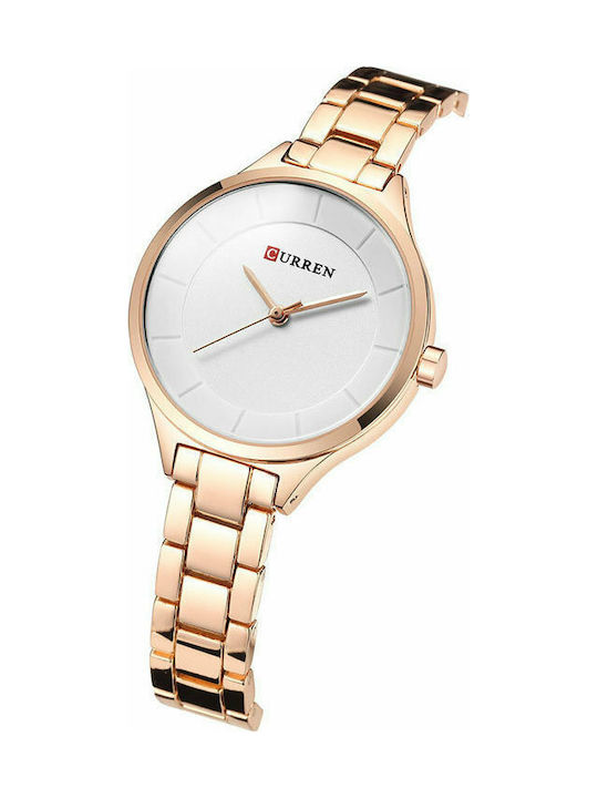 Curren Watch with Metal Bracelet Rose Gold - White