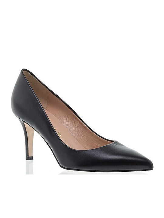 Leather Pointed Toe Stiletto Black High Heels