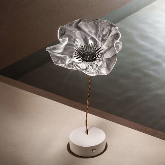 Slamp Lafleur Battery Clear Metal Lampă de masă cu Bază Alb