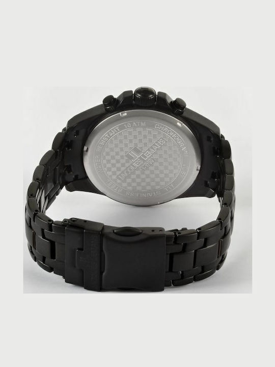 Jacques Lemans Liverpool Ανδρικό Ρολόι 44mm Χρονογράφος Μπαταρίας με Μαύρο Μεταλλικό Μπρασελέ