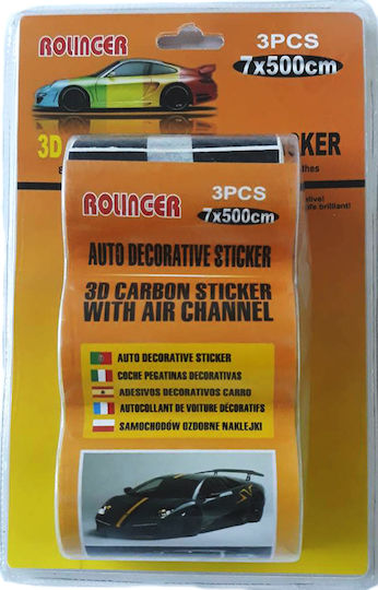 Adhesive Films for Car Carbon 500 x 7.5cm in Black Colour 3pcs