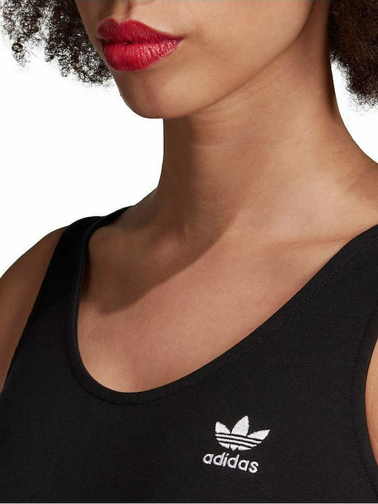 Adidas Γυναικείο Crop Top Αμάνικο Καλοκαιρινό Μαύρο