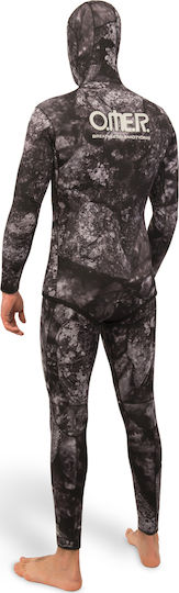 Omer Black Stone Full Diving Suit Shaved Inside with Chest Pad for Spearfishing Camouflage Gray 5mm