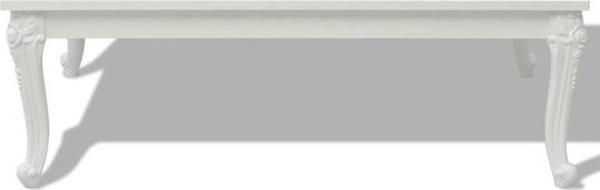 Rectangular Central Coffee Table Wooden Glossy White W115xL65xH42cm