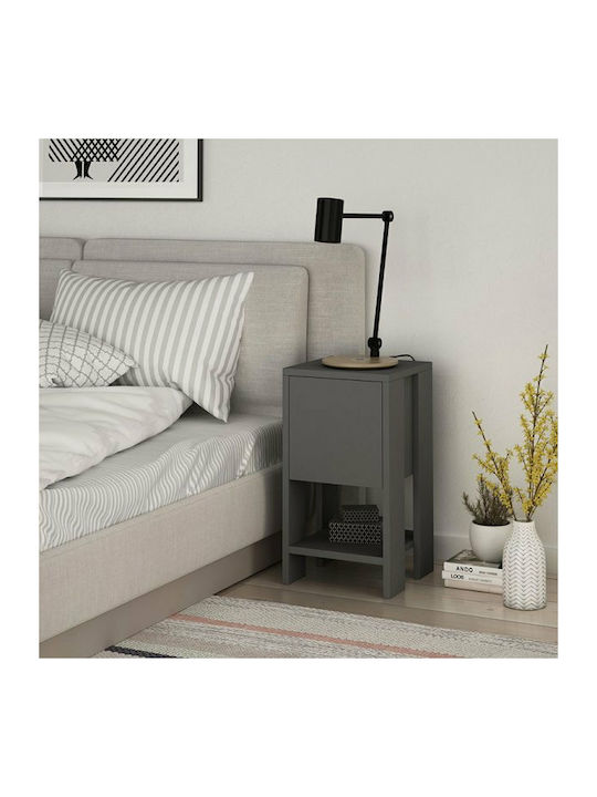Wooden Bedside Table Ema Anthracite 30x30x55cm