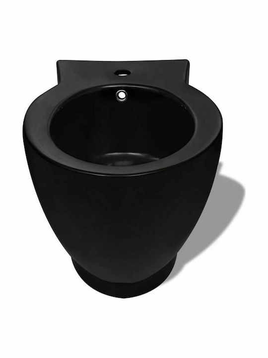 vidaXL Λεκάνη Δαπέδου με Καζανάκι με Κάλυμμα Soft Close Μαύρη
