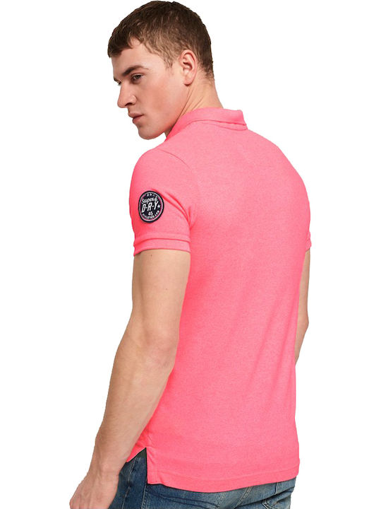 Superdry Oldskool Superstate Ανδρικό T-shirt Κοντομάνικο Polo Ροζ
