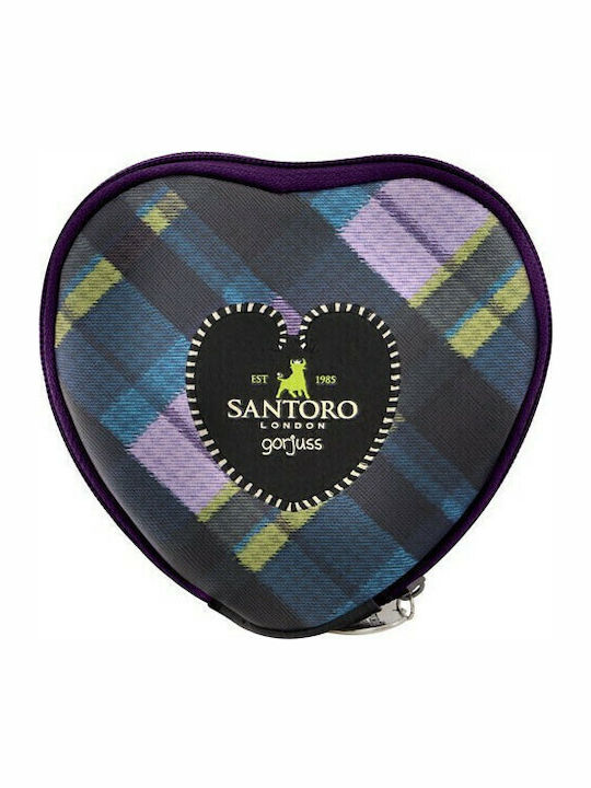 Santoro Tartan Heart Παιδικό Πορτοφόλι Κερμάτων με Φερμουάρ Μωβ